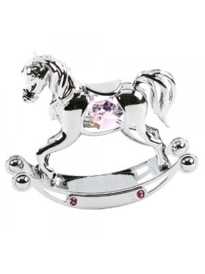 Красиво хромирано люлеещо се конче със 100% кристали Swarovski - розов