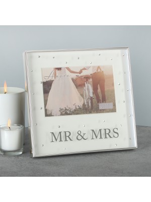 Фоторамка със сребърно покритие "Mr & Mrs"  6"х4" (10х15см)